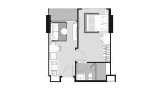 Планировка квартиры 1 спальня в ЖК Whizdom Avenue Ratchada - Ladprao № 11008