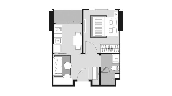 Apartment floor plan, 1 bedroom in Whizdom Avenue Ratchada - Ladprao No. 11006 (2D)